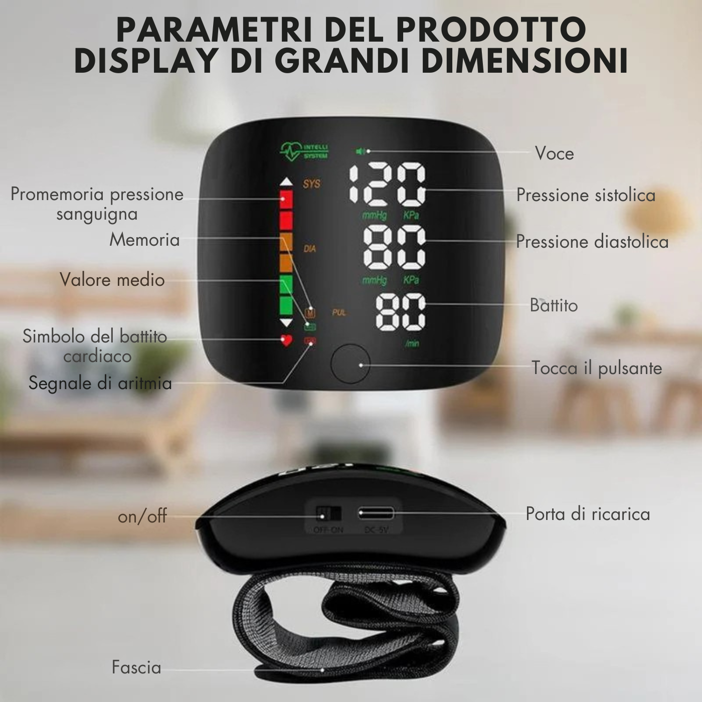 Finterra™ – Misuratore di Pressione da Polso Digitale Intelligente